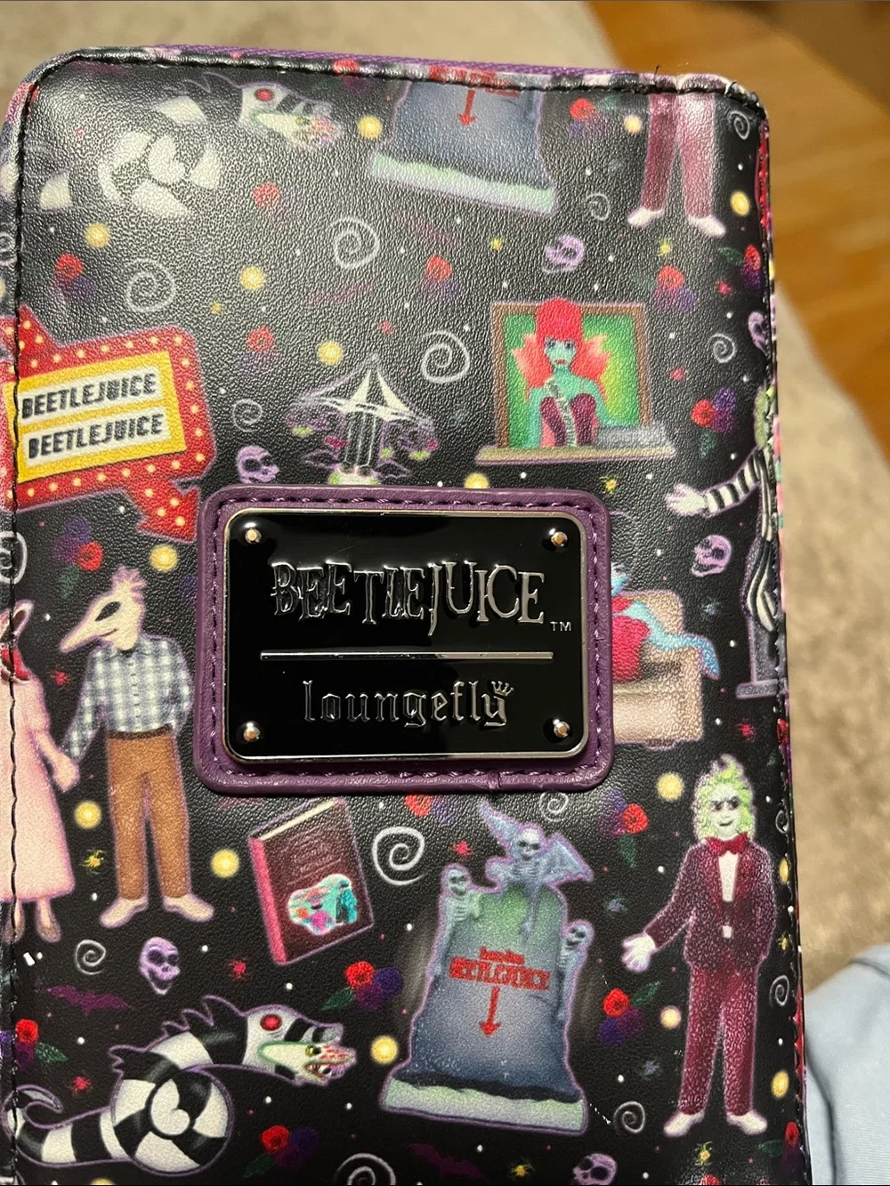 Beetlejuice Themed Black & Purple Phone Wallet Case